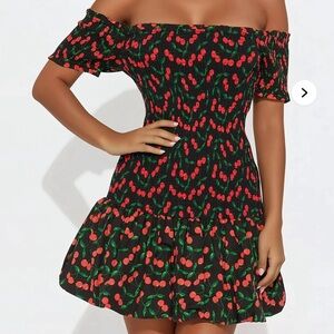 Fashion Nova Black Cherry Off-Shoulder Mini Dress
